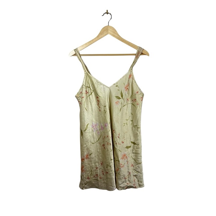 VINTAGE Oscar de la Renta Pink Label Floral Satin Slip Dress One Size