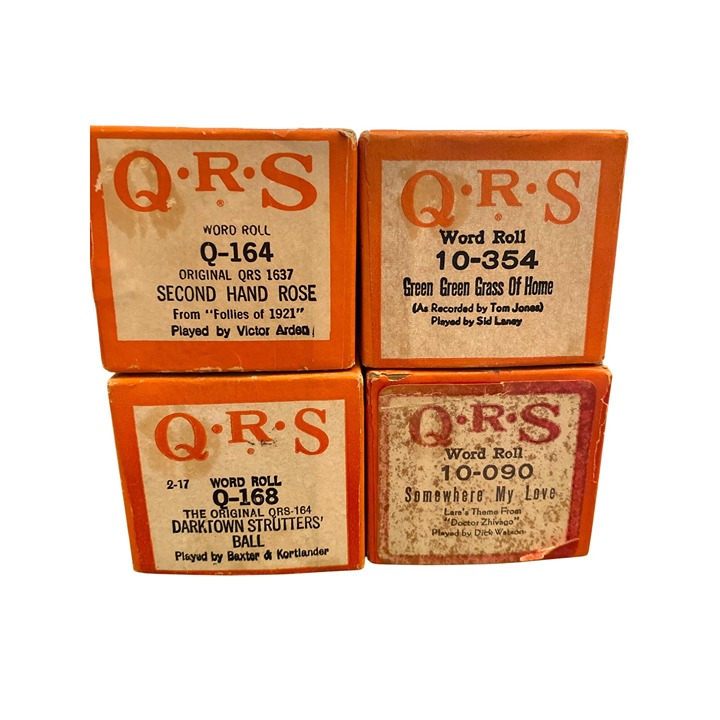 Player Piano Roll (4) QRS Vintage Music Rolls Green Green Grass of Home, etc
