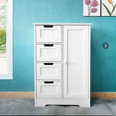 Compact 4 Drawer Dresser Shelf Durable MDF Cabinet Storage Home Bedroom Furnitur