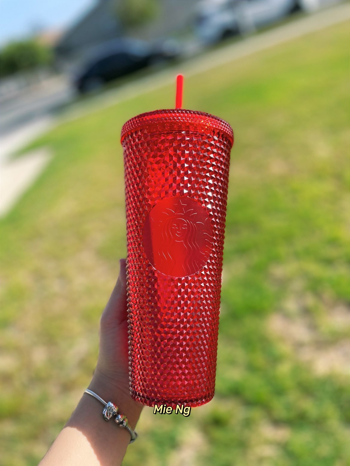 Starbucks China Red Studded Straw Cold Cup Tumbler 24oz