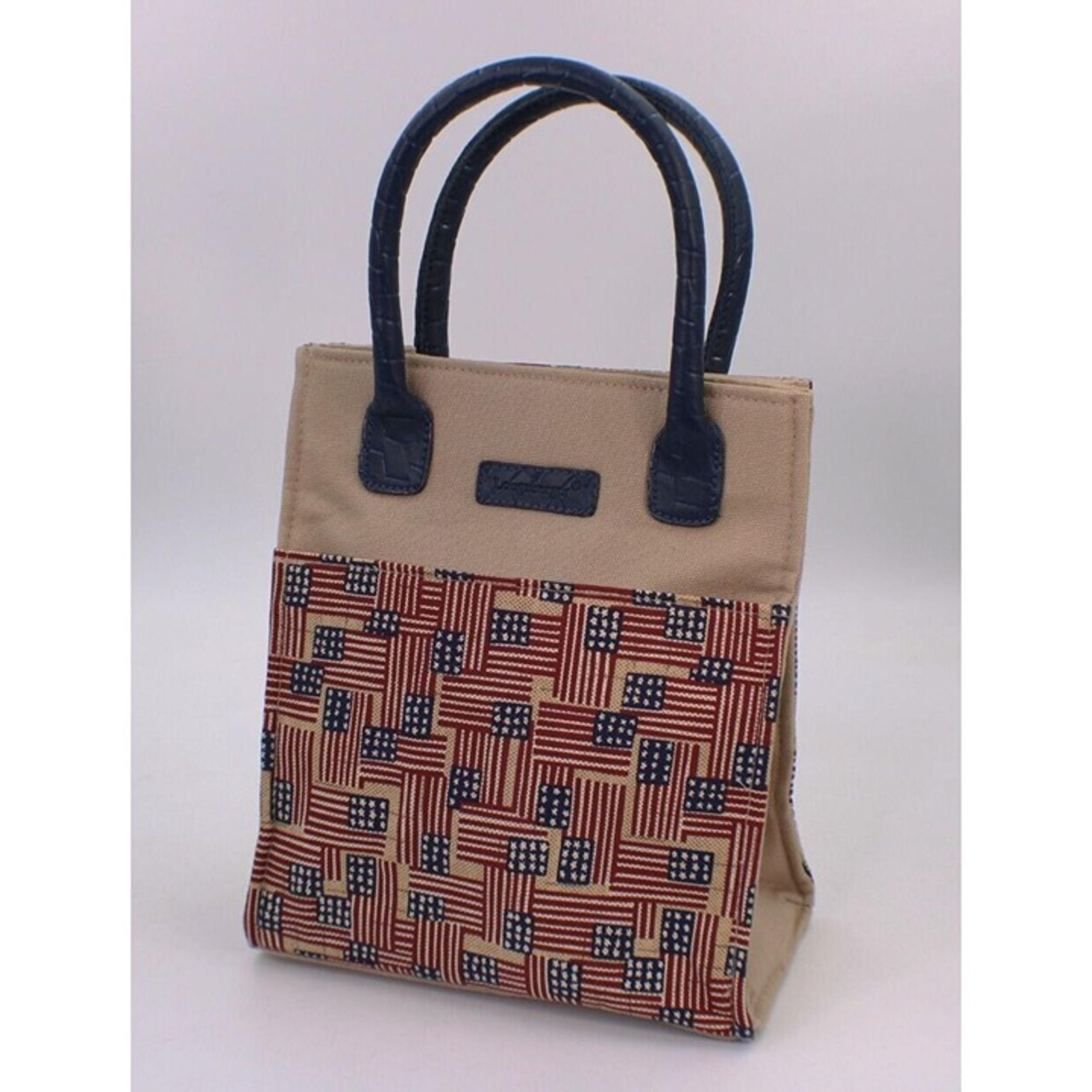 Longaberger Basket Homestead American Flags Purse Small Tote Bag Handbag