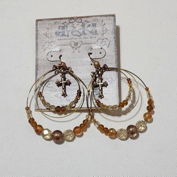 TRESKA dangle chandelier cross earrings new!!!