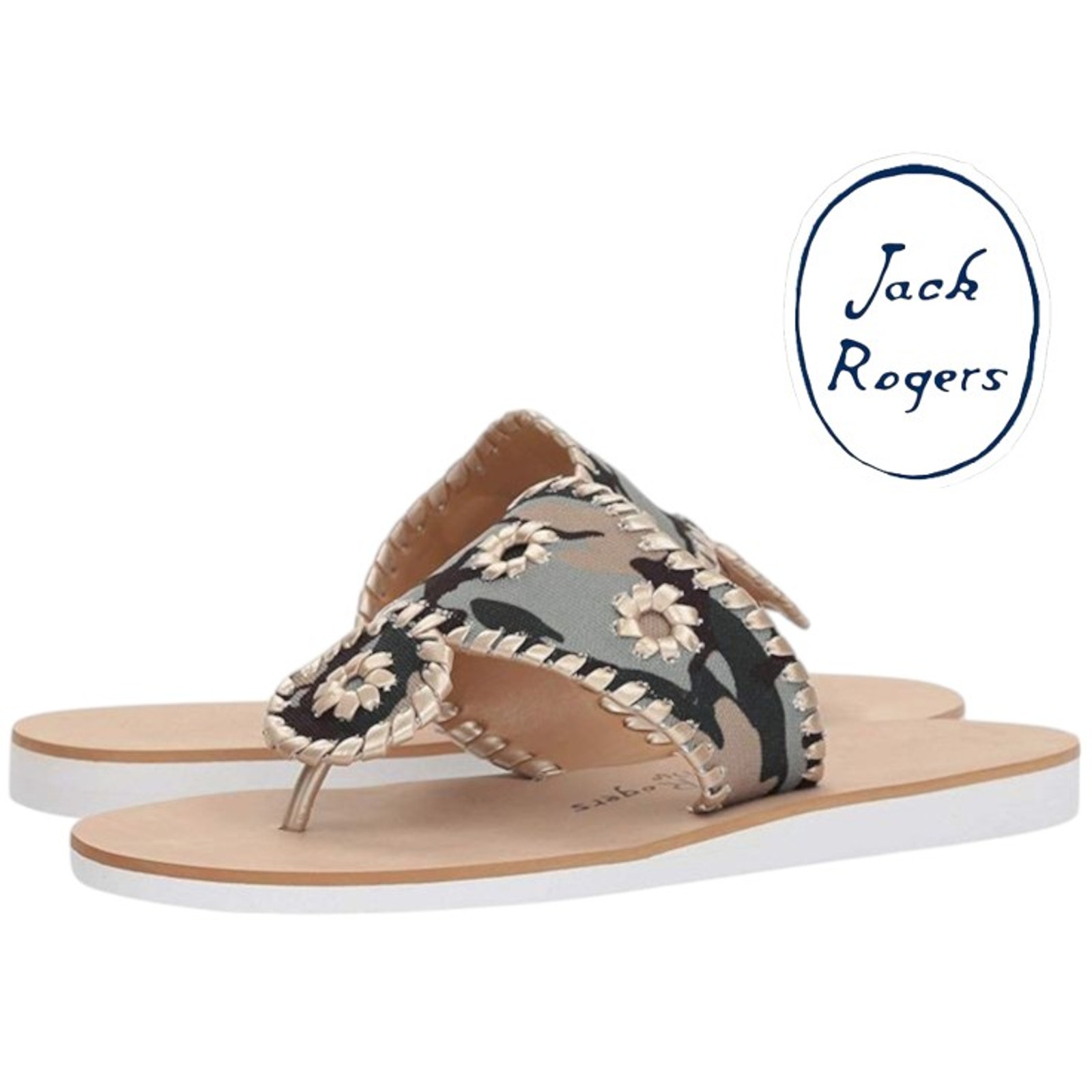 New In Box Jack Rogers Captiva Sandals – Camo & Platinum – Size 7.5