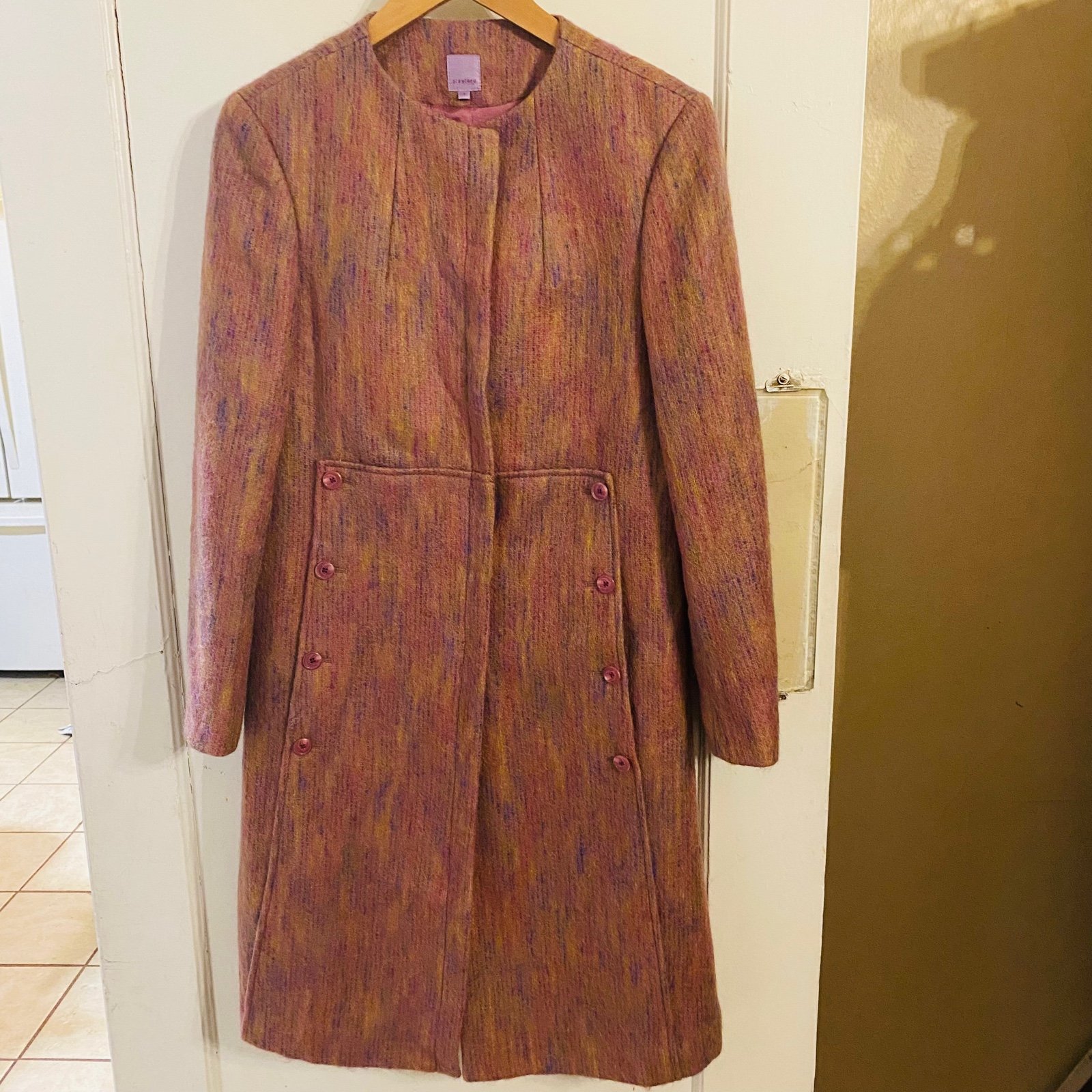 Playlord Multicolor Wool blend Button Coat size 7 Juniors Fall Winter Holiday.