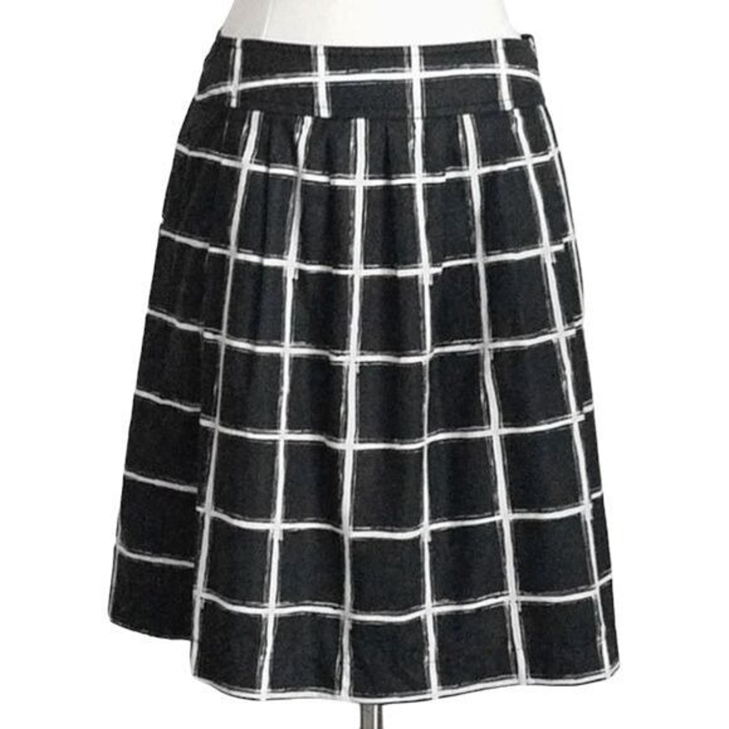 Michael Kors Black & White Paint Brushstroke Plaid A-Line Skirt- 2 Petite, 2P