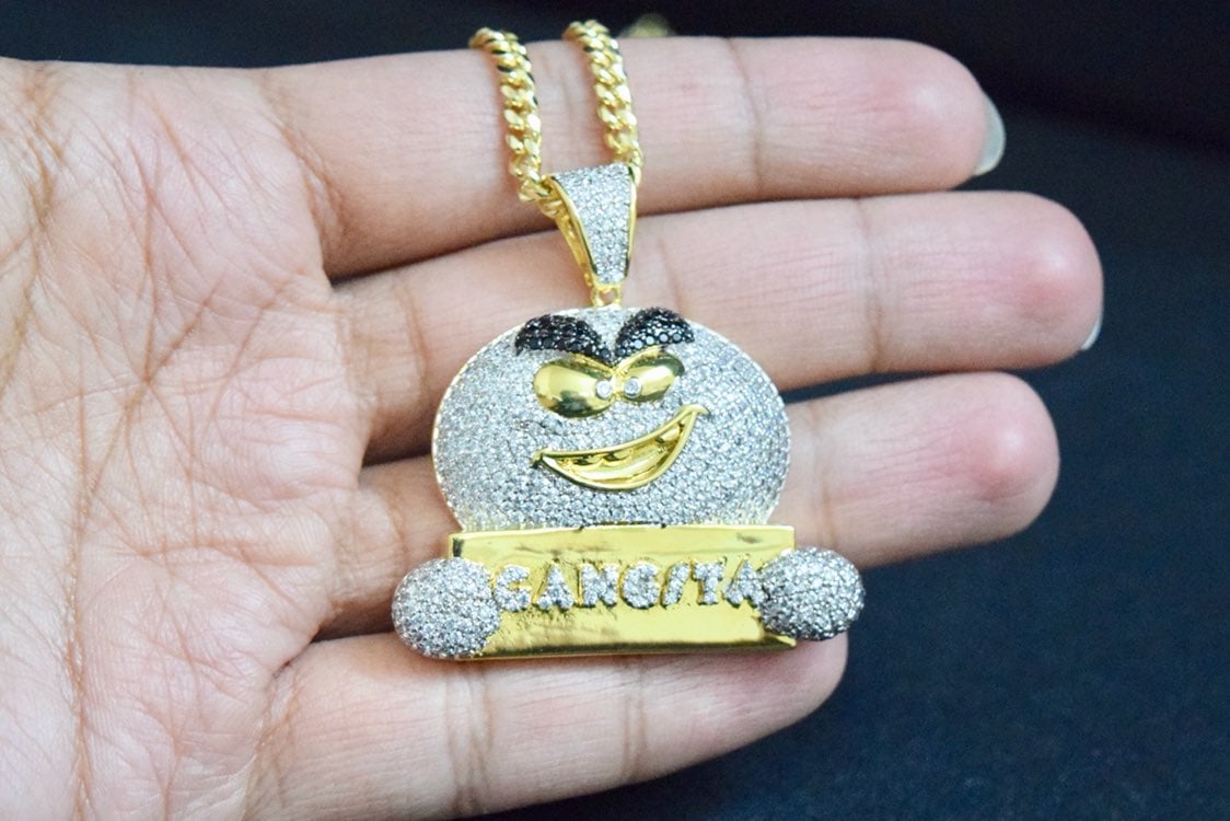14k Gold Diamond Gangsta Emoji Charm Set