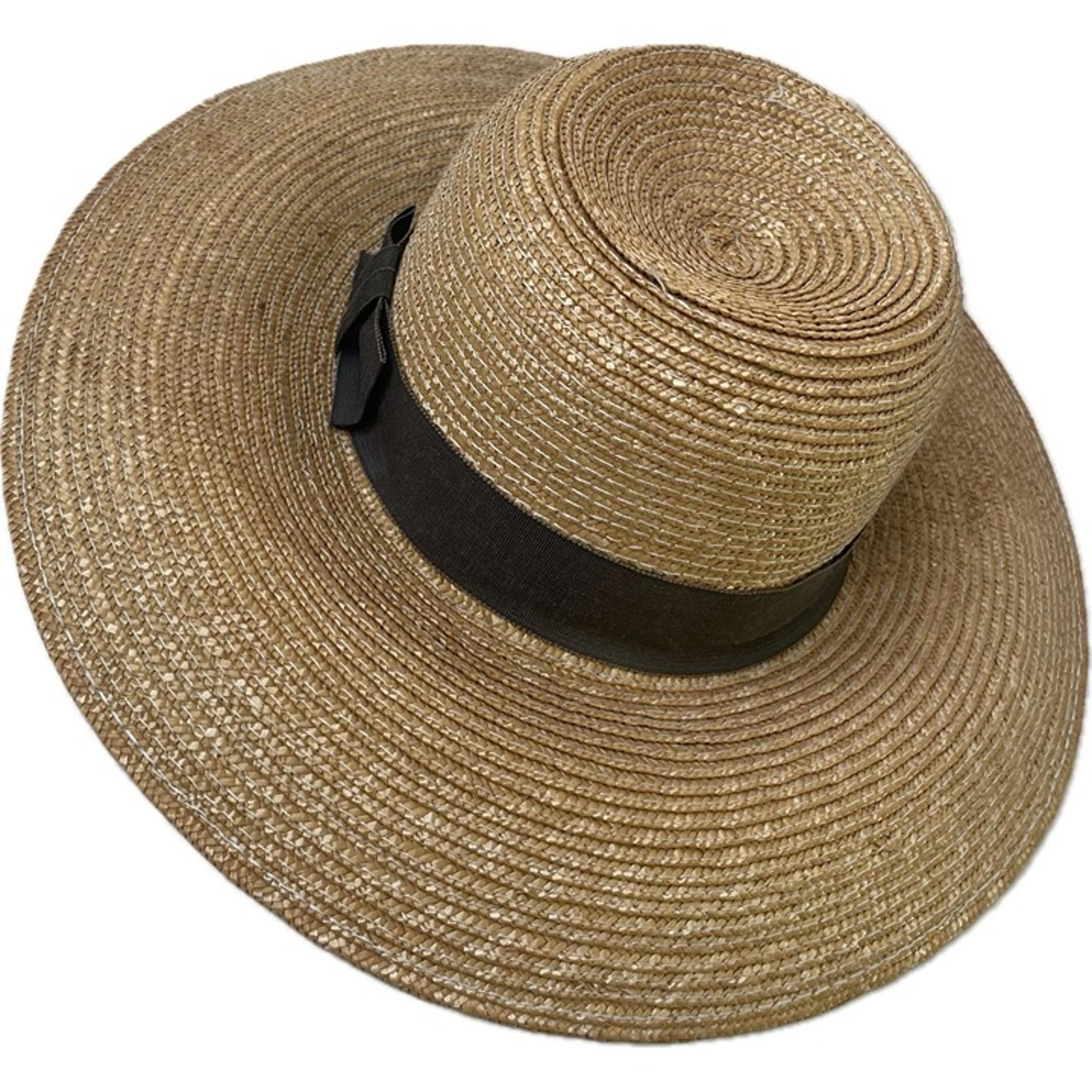 Vintage Banana Republic Women’s Wide Trim Straw Black Bow Hat Made In USA