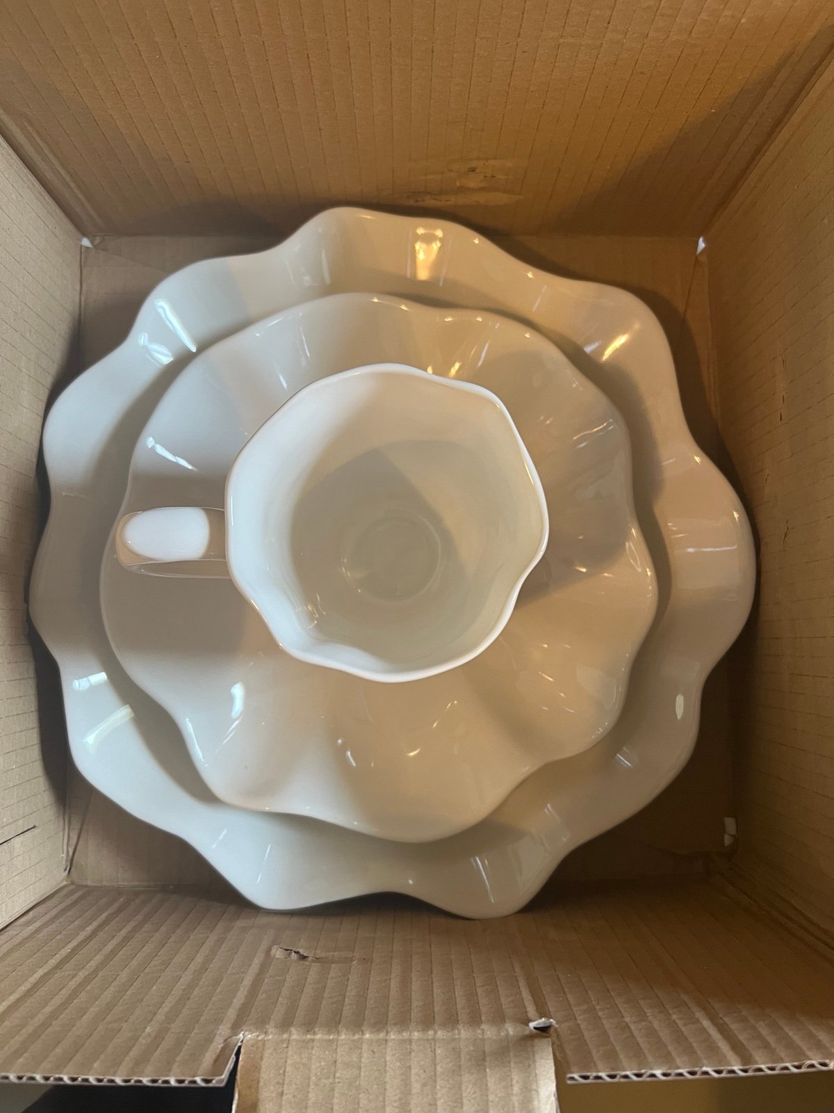 NEW Portmeirion Sophie Conran Floret 3 Piece Dinner Place Setting - Creamy White