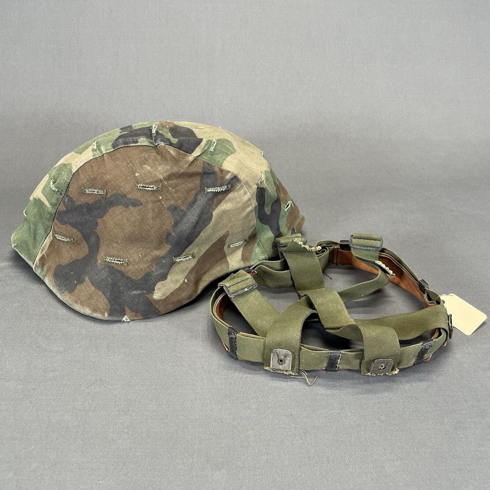US Military Camouflage Helmet Cover and Helmet Liner Head Harness Woodland Camo