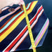 Tory Burch multi color striped canvas leather trim tote for beach/shopping/book