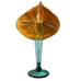Signed Rick Strini Hand-Blown Teal Amber Iridescent Jack-In-The-Pulpit Vase