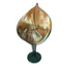 Signed Rick Strini Hand-Blown Teal Amber Iridescent Jack-In-The-Pulpit Vase