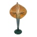 Signed Rick Strini Hand-Blown Teal Amber Iridescent Jack-In-The-Pulpit Vase