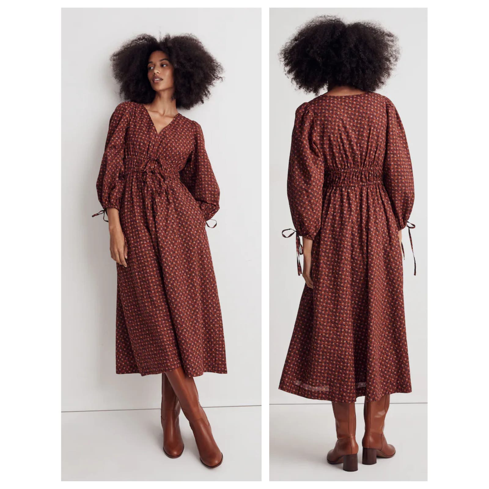Madewell Sophia Tie-Front Midi Dress in Teaberry Floral Size Medium