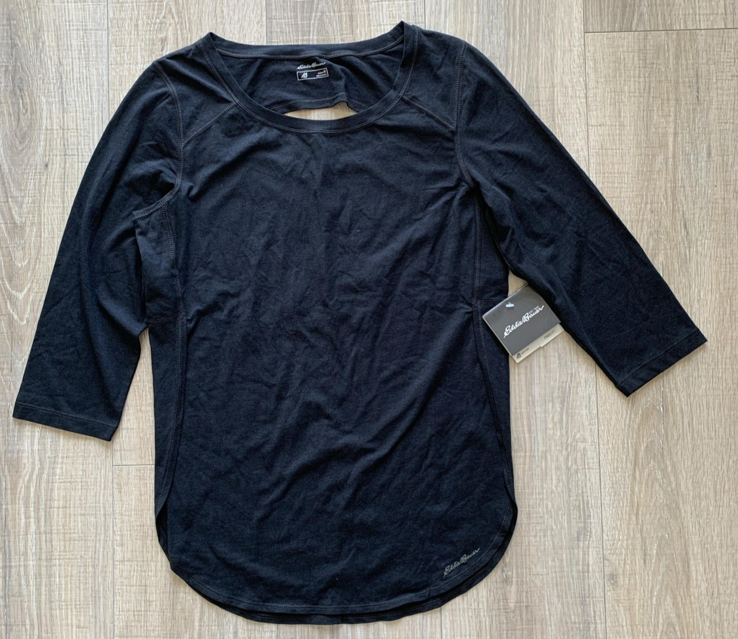 Eddie Bauer FreeDry Athletic Active Gym Workout Gray Black Top Womens Medium M