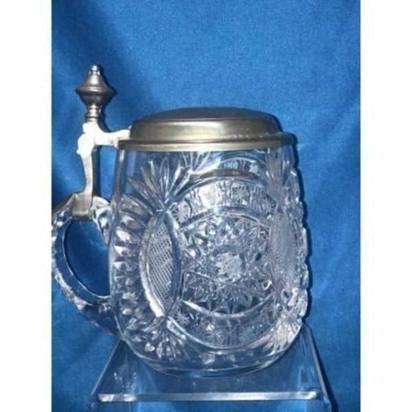 Rein Zinn beer mug crystal putter lid 5 tall,3.5 wide large