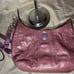 Coach Kristin Signature C Stitched Logo Patent Leather Shoulder Bag Plum #19282