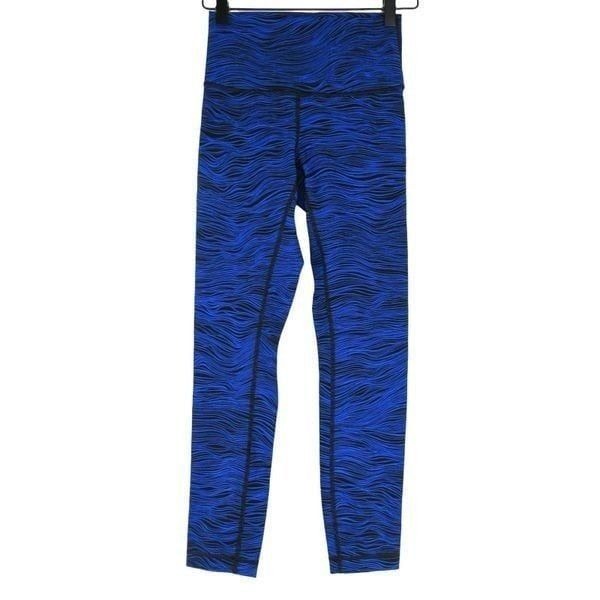 Lululemon High Times Leggings Pant in Life Lines Cerulean Blue Black Sz 4