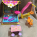 Lot of Polly Pocket Furniture and Pool and Slide and Tables
