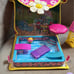 Lot of Polly Pocket Furniture and Pool and Slide and Tables