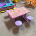 Lot of Polly Pocket Furniture and Pool and Slide and Tables