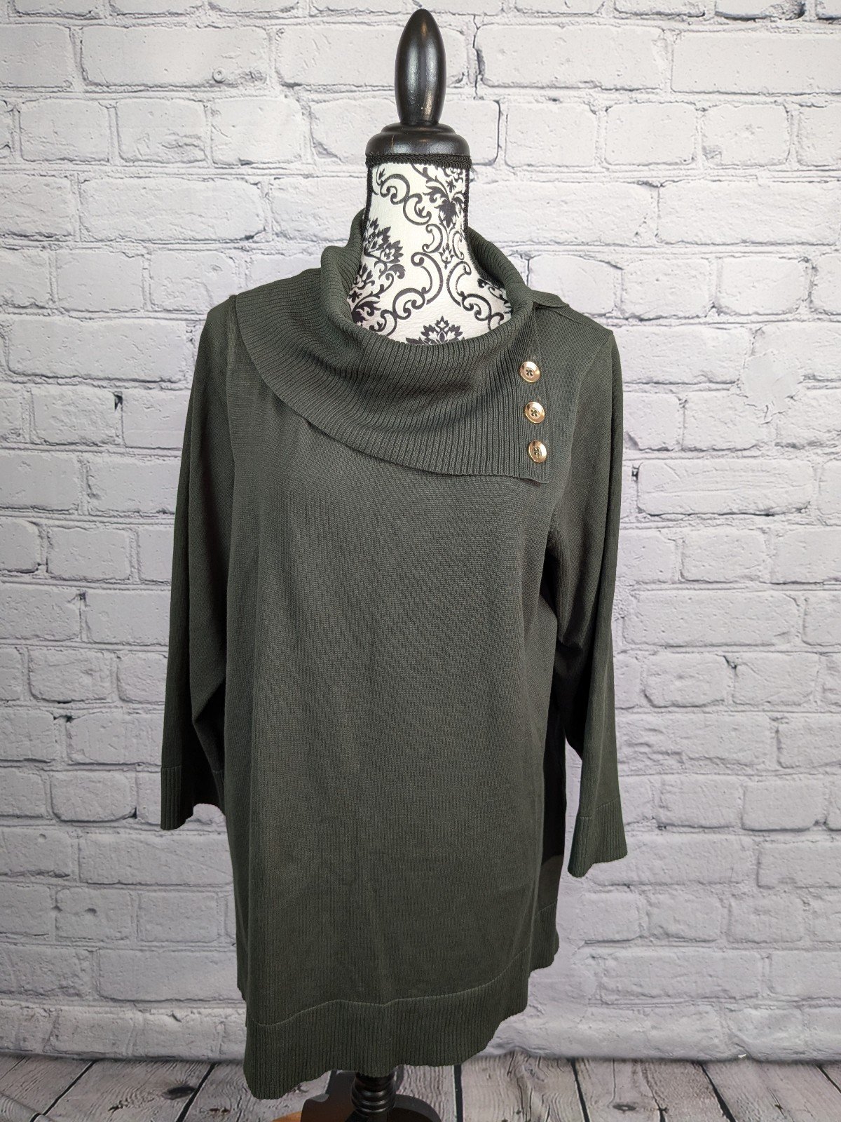 Cable & gauge women's long sleeve stretch knit cowl neck popover 1x sweater b09a