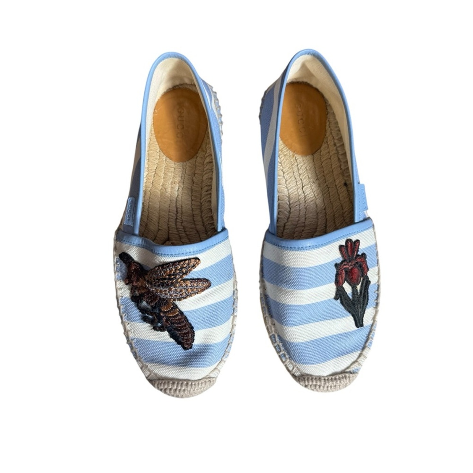 Gucci - Blue & White Stripped Canvas Espadrilles Sz 37