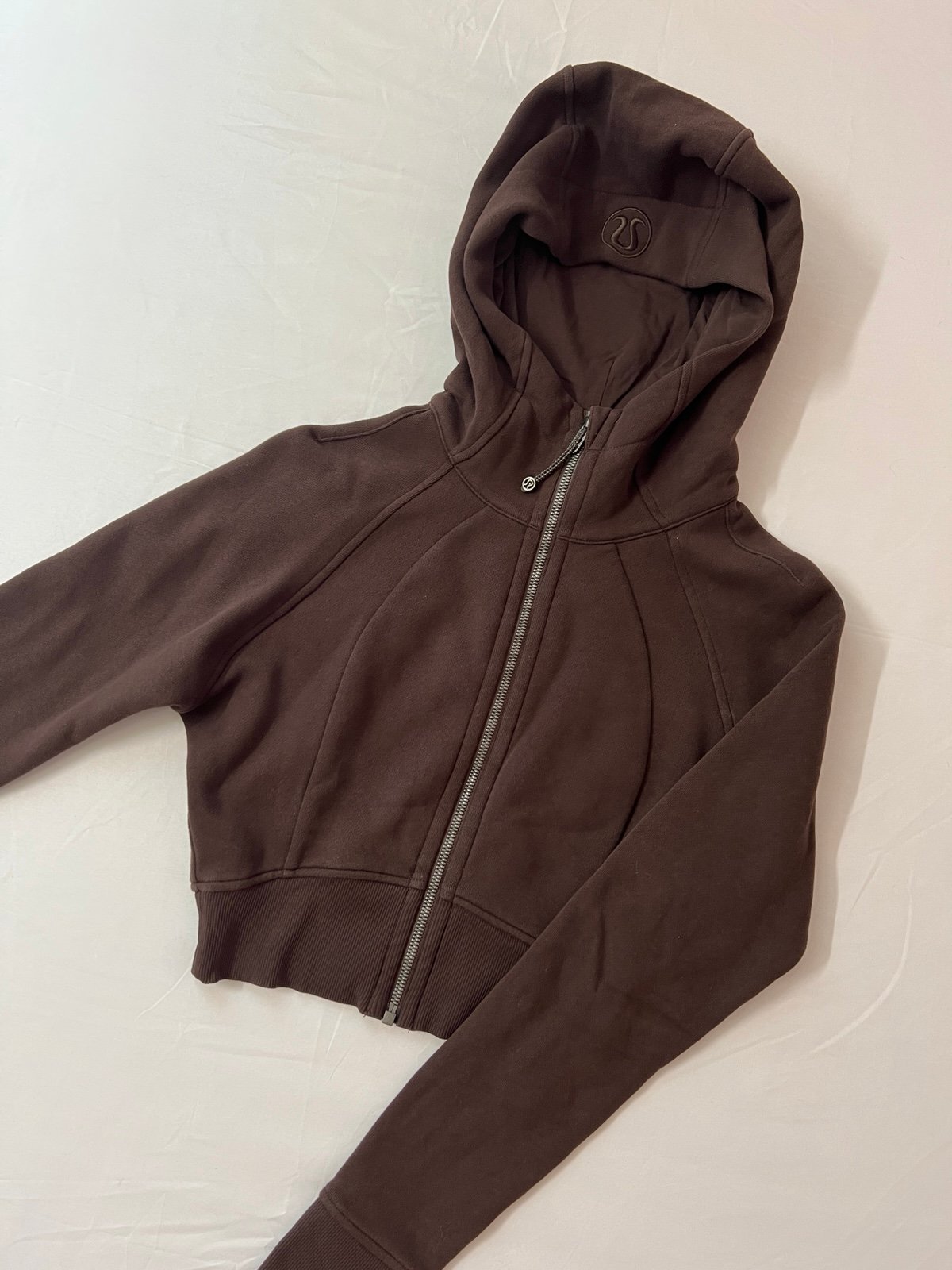 Lululemon Full Zip Up Cropped Crop Scuba Hoodie Jacket Brown