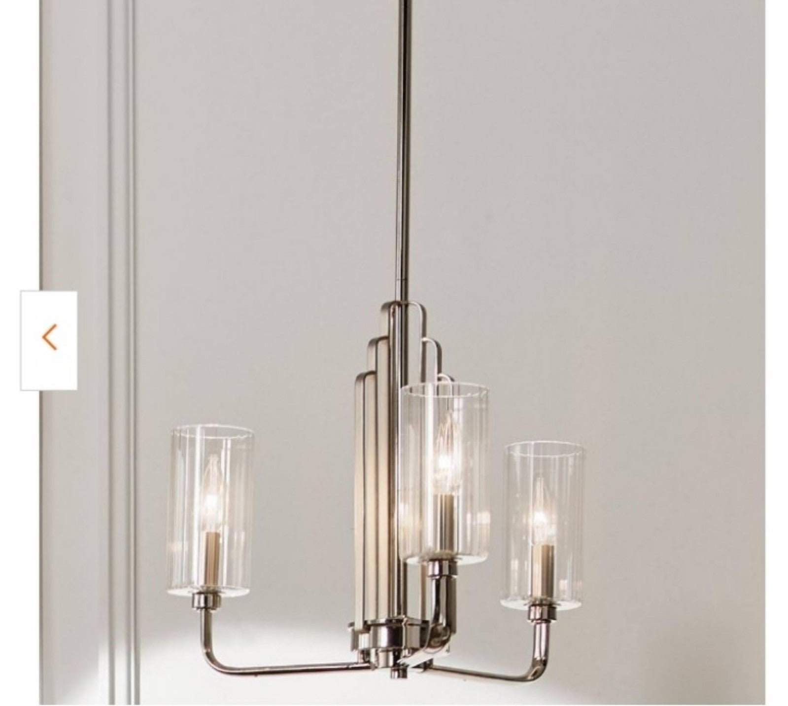 Kichler Kimrose 3 Light Chandelier with Clear Fluted Glass Polished Nickel