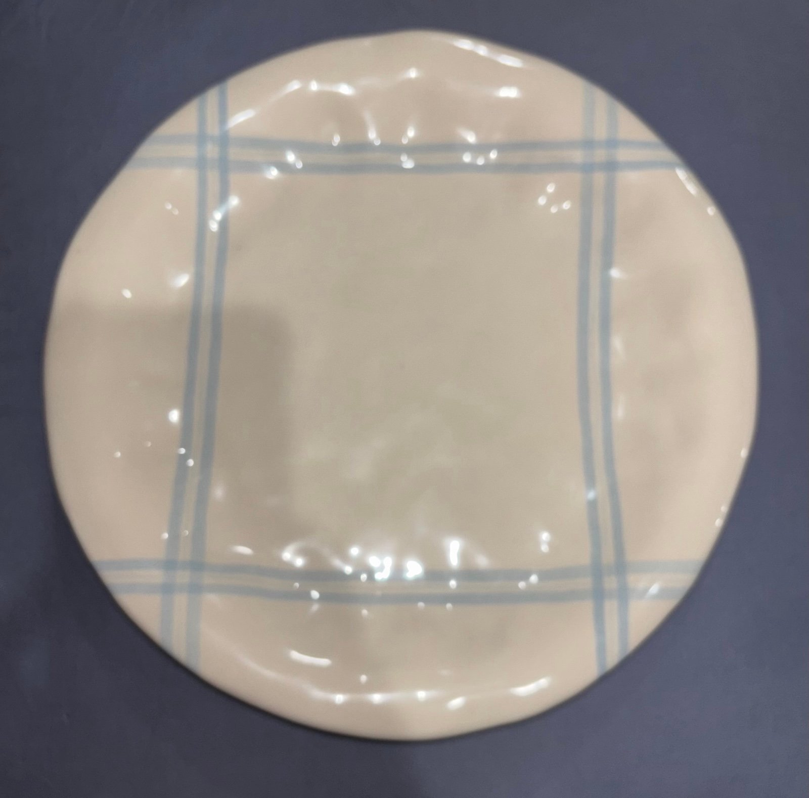 Rae Dunn Vintage blue linen blue plaid plate