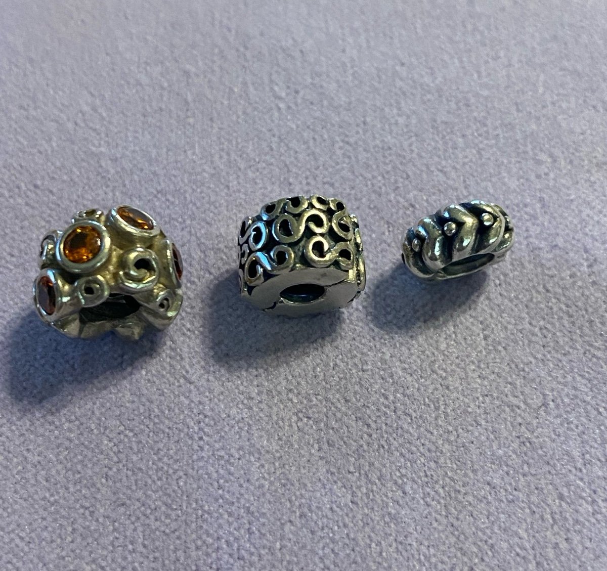 Pandora Charms - THREE Charms, one Amber Charm