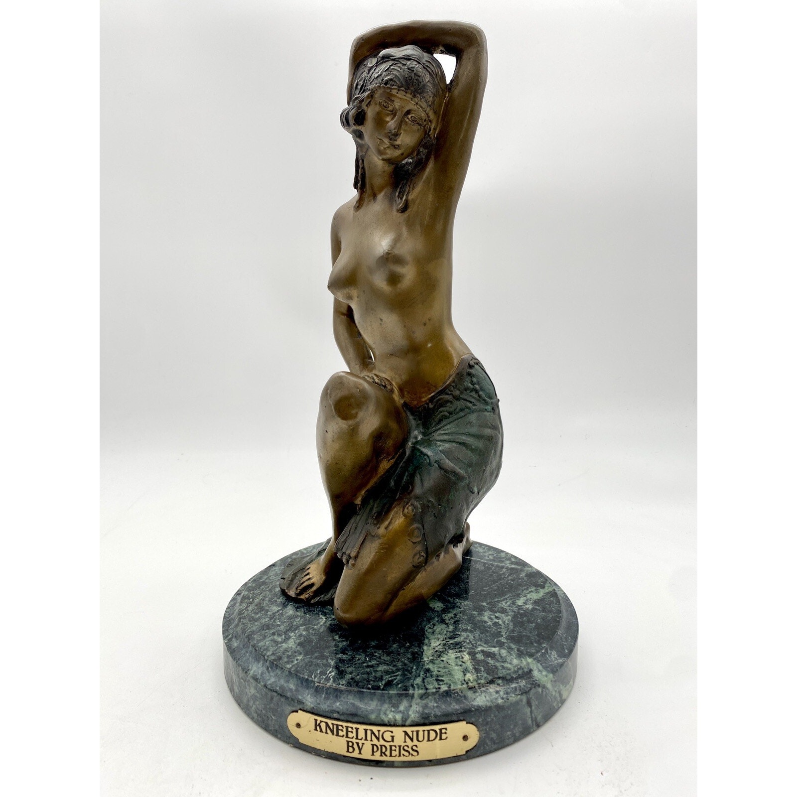 Rare Collectible Signed By Preiss Bronze Sculpture - Kneeling Nude Art Deco