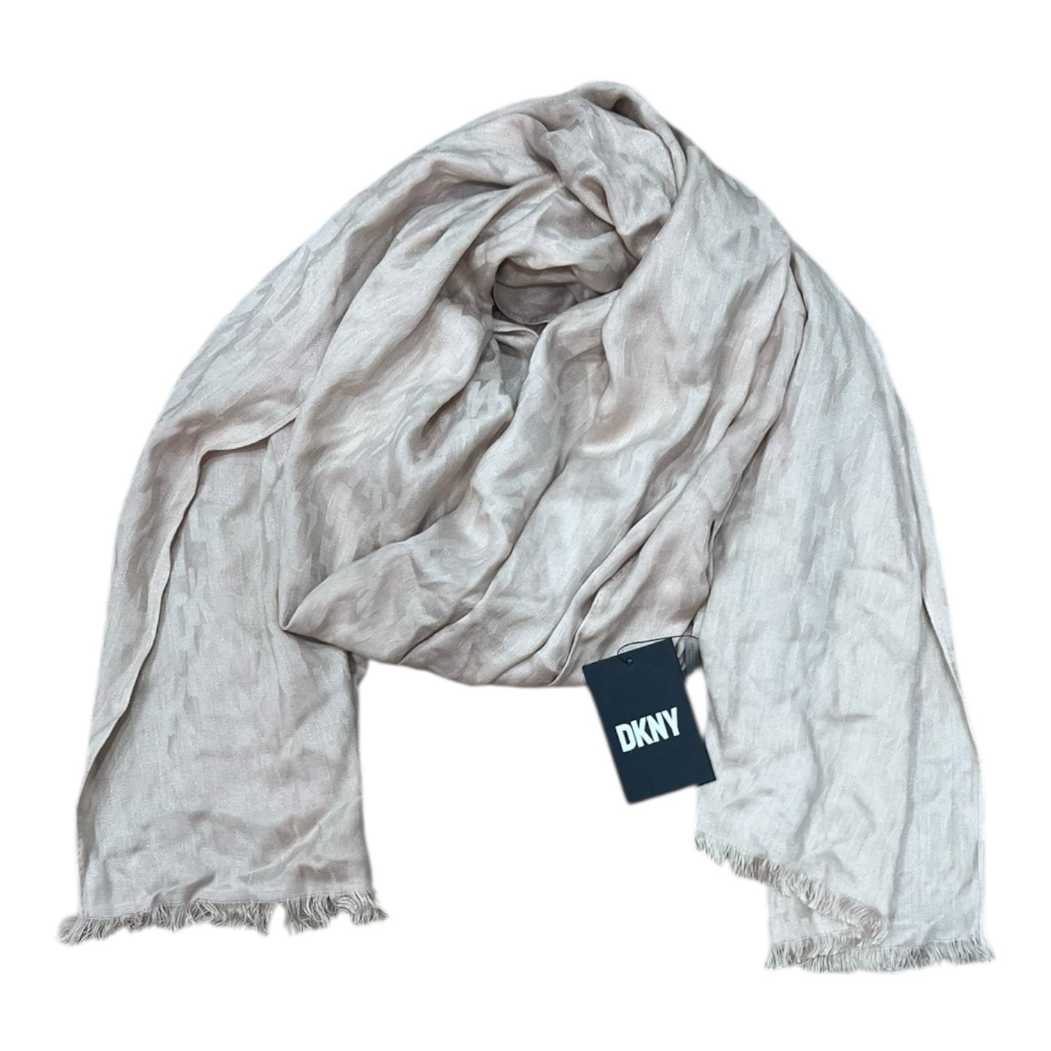 DKNY Beige Signature Viscose Pashmina Scarf