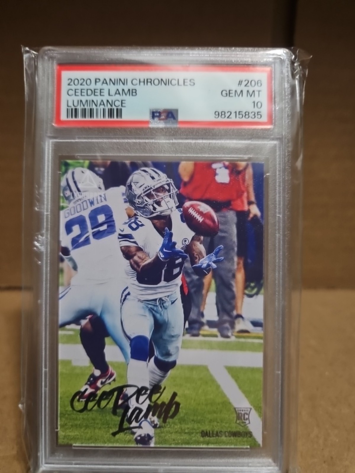 2020 CEEDEE LAMB ROOKIE PSA 10 GEM-MT PANINI CHRON. LUMINANCE COWBOYS (#206)