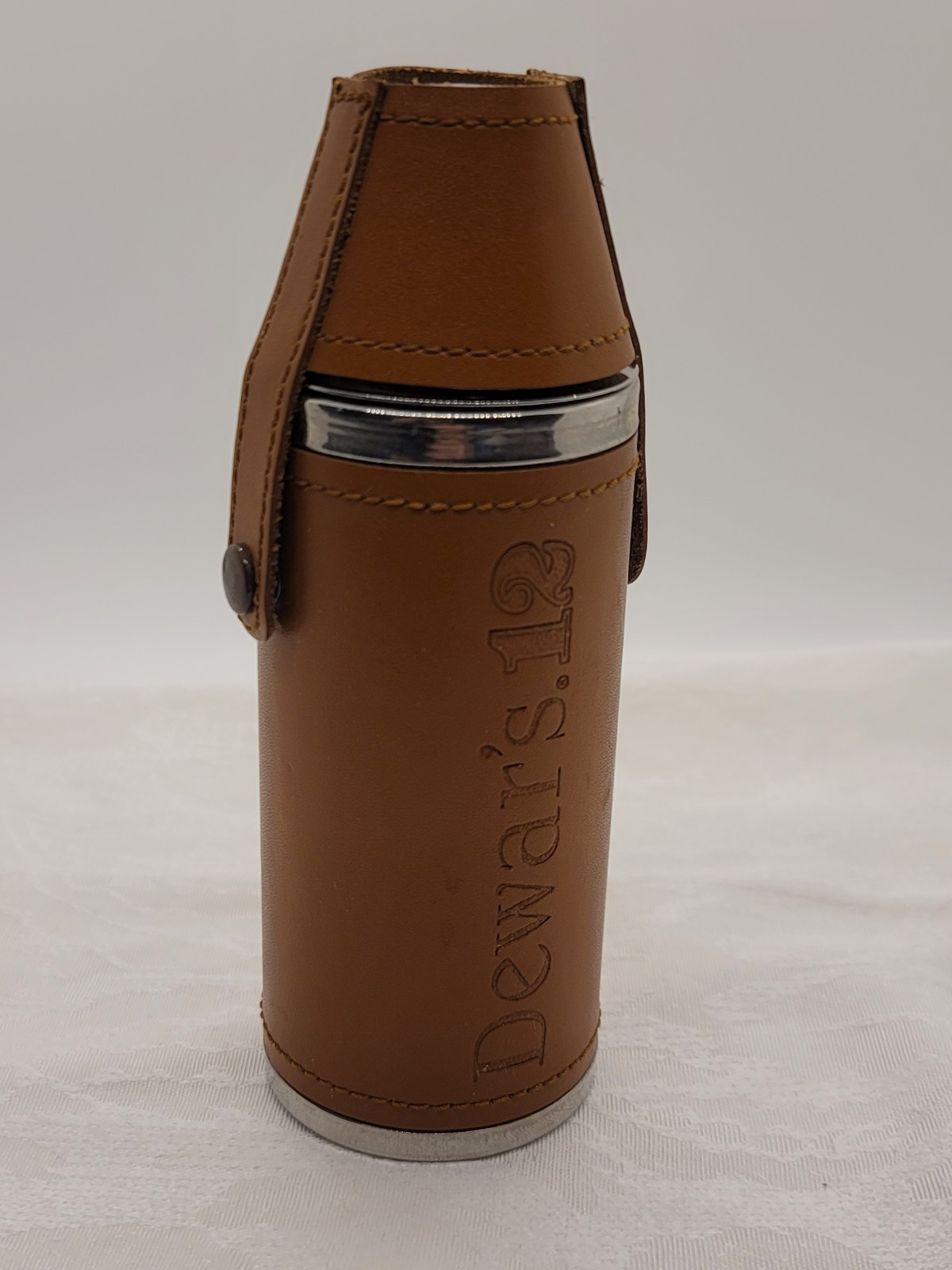 Vintage Dewar’s 12 8oz. Leather Flask With One Cup