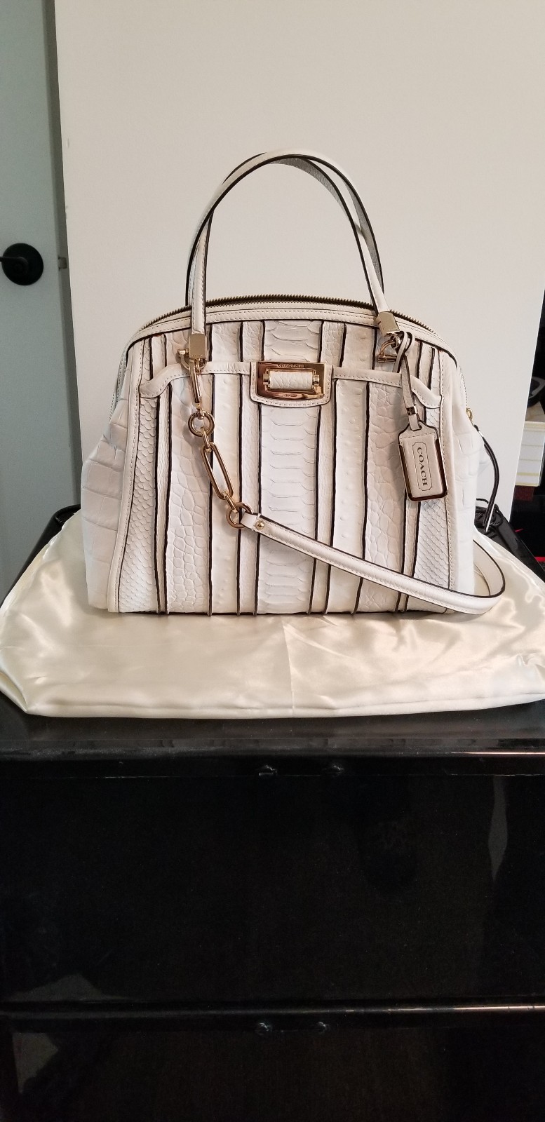 Coach Madison Domed Satchel in Exotic Animal Embossed Stripe Leather