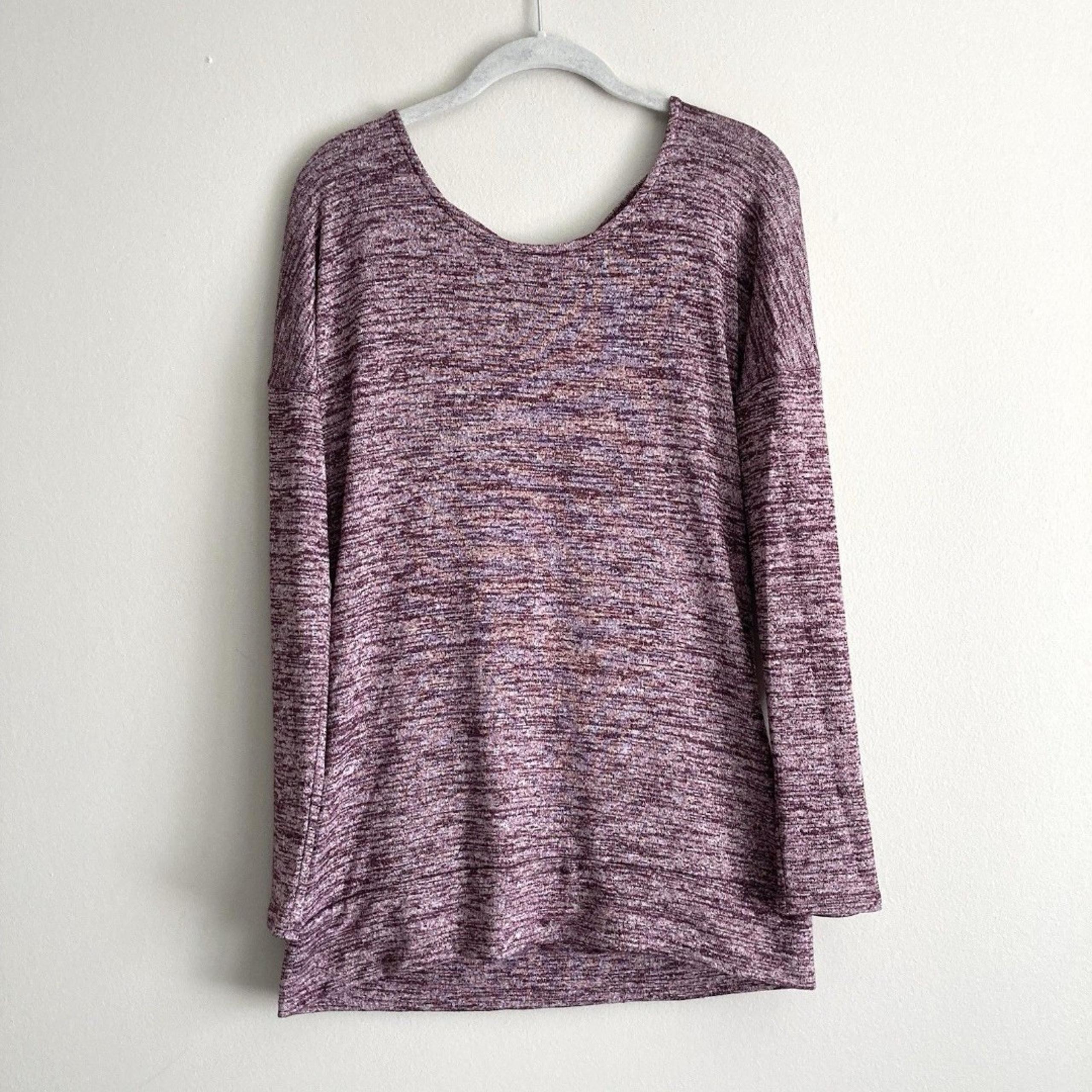 Athleta Women Plum Layered Open Back Long Sleeve Yoga Shirt Top Size Small