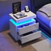 Modern Nightstand w/ LED Lights & 2 Drawers - White