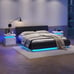 Modern Nightstand w/ LED Lights & 2 Drawers - White