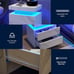 Modern Nightstand w/ LED Lights & 2 Drawers - White