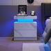 Modern Nightstand w/ LED Lights & 2 Drawers - White