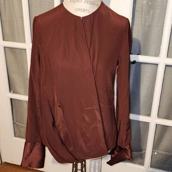 Rag & Bone Womens Max Long-Sleeve Silk Charmeuse Blouse Medium