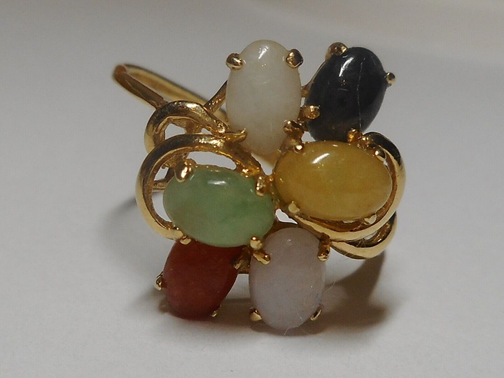 14k Size 9 1/2 Natural Treated Jadeite Onyx Ring