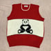 K&J Ashley Vintage Red Funky 80s 90s Fairy Kei Panda Sweater Vest One Size