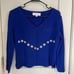 St John Collection by Marie Grey Size 8 SWEATER Santana Knit Blue Embellished