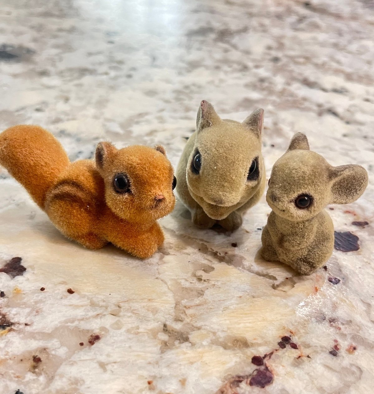 Josef Original Vintage 2 Flocked Mouse Figurine and squirrel Japan