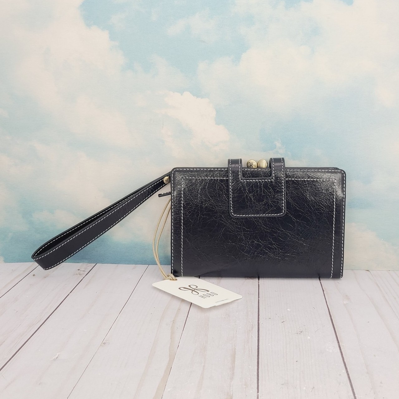 HOBO Violet Wristlet Clutch Wallet Black
