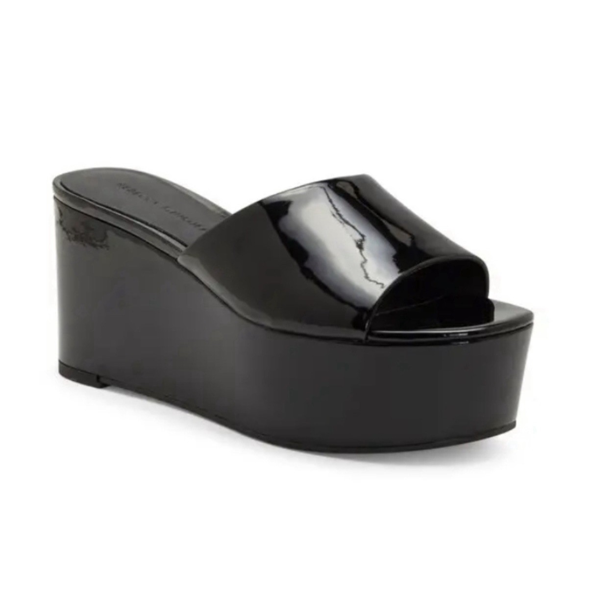 REBECCA MINKOFF Women Jeanee Patent Leather Platform Wedge Sandals Black Size 7M