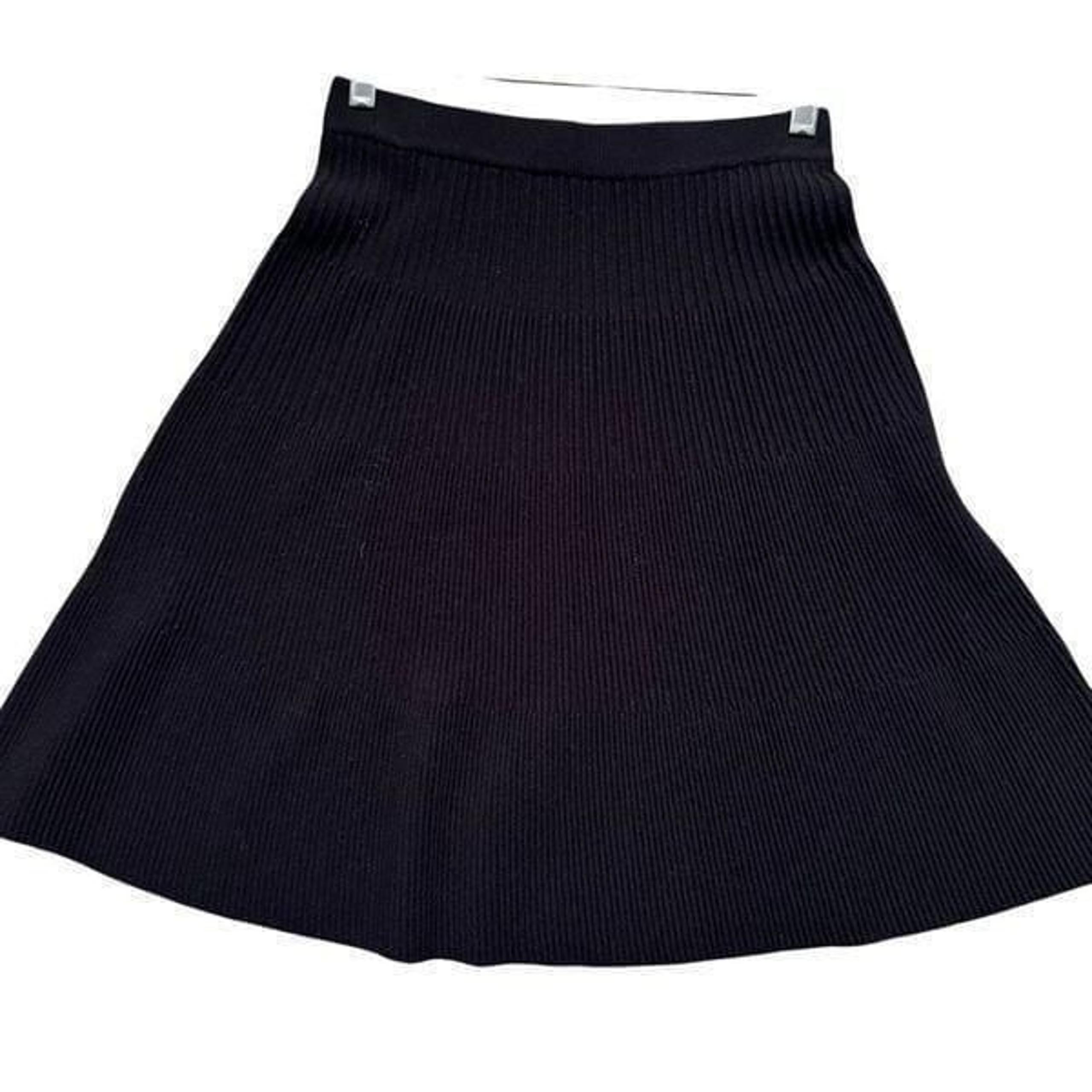 Nanette Lepore Designer Knit Sweater Skirt A-Line Black Ribbed Size Small preppy