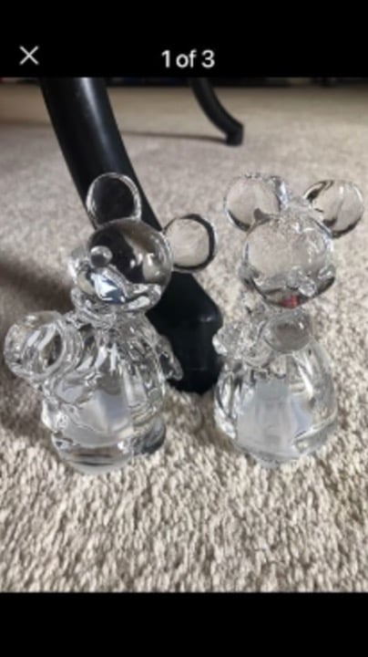 Vintage Lenox Lead Crystal Salt and Pepper Shaker Set Mickey and Minnie No Box